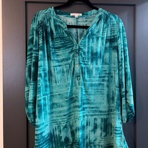 Notations Teal Abstract Women's Blouse